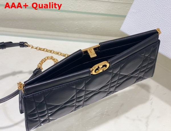 Dior Caro Colle Noire Clutch with Chain Black Cannage Lambskin Replica