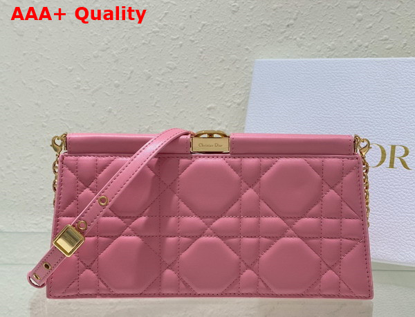 Dior Caro Colle Noire Clutch with Chain Pink Cannage Lambskin Replica