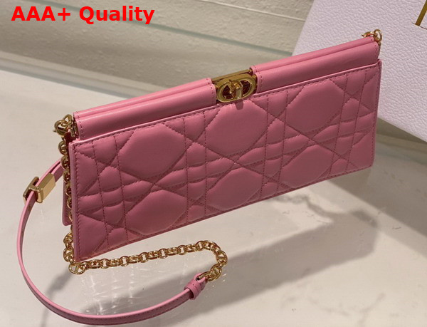 Dior Caro Colle Noire Clutch with Chain Pink Cannage Lambskin Replica