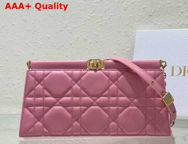 Dior Caro Colle Noire Clutch with Chain Pink Cannage Lambskin Replica