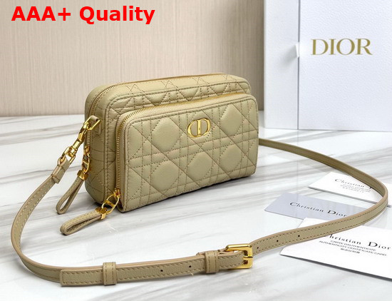 Dior Caro Double Pouch Beige Supple Cannage Calfskin Replica