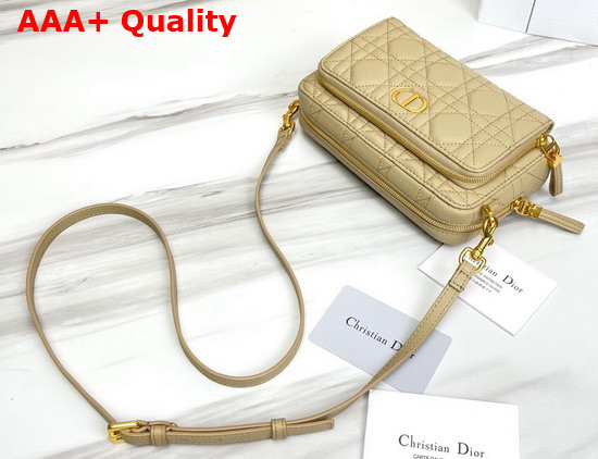 Dior Caro Double Pouch Beige Supple Cannage Calfskin Replica