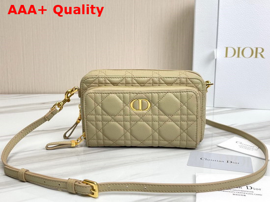 Dior Caro Double Pouch Beige Supple Cannage Calfskin Replica