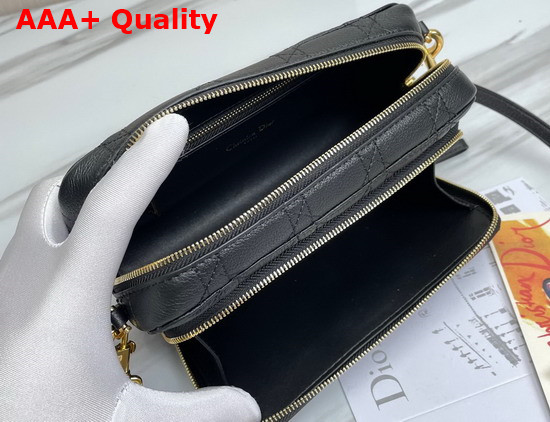 Dior Caro Double Pouch Black Supple Cannage Calfskin Replica