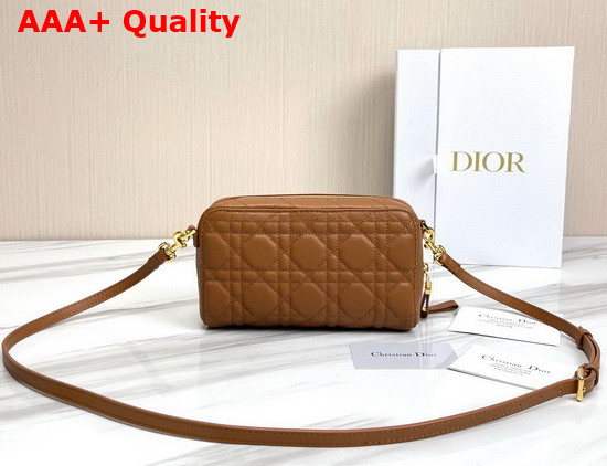 Dior Caro Double Pouch Camel Supple Cannage Calfskin Replica