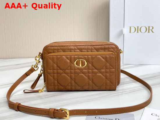 Dior Caro Double Pouch Camel Supple Cannage Calfskin Replica