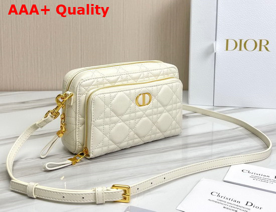 Dior Caro Double Pouch Ivory Supple Cannage Calfskin Replica