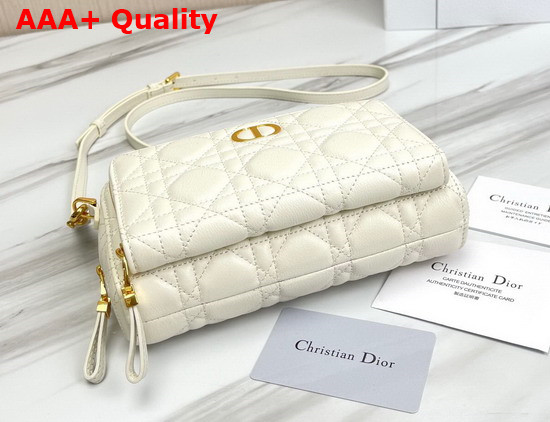 Dior Caro Double Pouch Ivory Supple Cannage Calfskin Replica