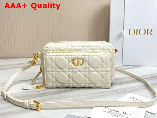 Dior Caro Double Pouch Ivory Supple Cannage Calfskin Replica