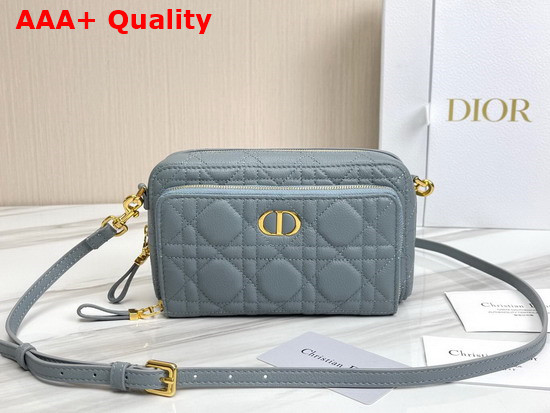 Dior Caro Double Pouch Light Blue Supple Cannage Calfskin Replica