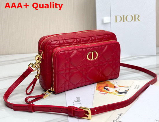 Dior Caro Double Pouch Red Supple Cannage Calfskin Replica