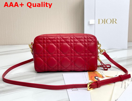 Dior Caro Double Pouch Red Supple Cannage Calfskin Replica