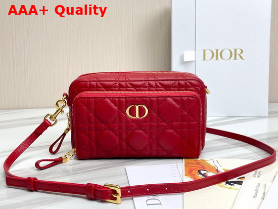 Dior Caro Double Pouch Red Supple Cannage Calfskin Replica