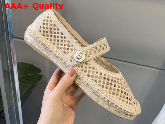 Dior Caro Espadrille Ballerina Flat Cream Mesh Embroidery Replica