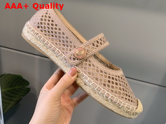 Dior Caro Espadrille Ballerina Flat Nude Mesh Embroidery Replica