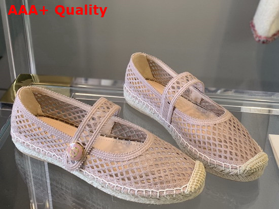 Dior Caro Espadrille Ballerina Flat Nude Mesh Embroidery Replica