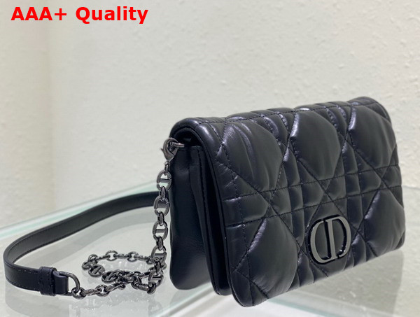 Dior Caro Macrocannage Pouch Black Quilted Macrocannage Calfskin Replica