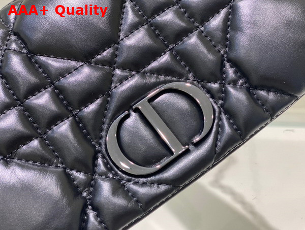 Dior Caro Macrocannage Pouch Black Quilted Macrocannage Calfskin Replica