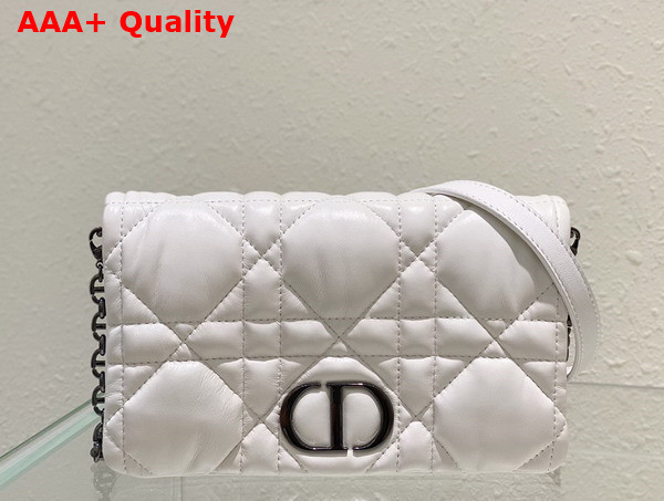 Dior Caro Macrocannage Pouch White Quilted Macrocannage Calfskin Replica