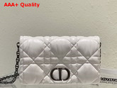 Dior Caro Macrocannage Pouch White Quilted Macrocannage Calfskin Replica