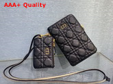 Dior Caro Multifunctional Pouch Black Supple Cannage Calfskin Replica