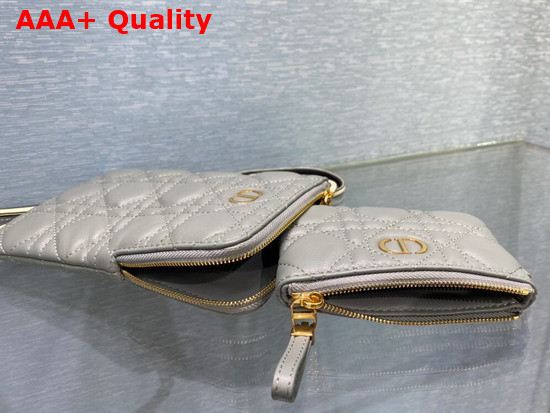 Dior Caro Multifunctional Pouch Gray Supple Cannage Calfskin Replica