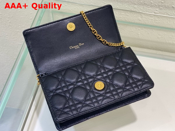 Dior Caro Pouch Black Supple Cannage Calfskin Replica