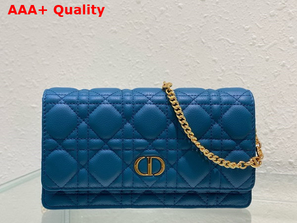 Dior Caro Pouch Blue Supple Cannage Calfskin Replica