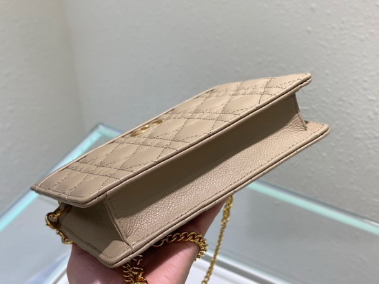 Dior Caro Zipped Pouch with Chain Beige Supple Cannage Calfskin Replica