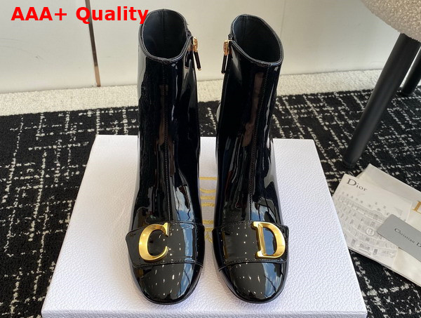 Dior Cest Dior Heeled Ankle Boot Black Patent Calfskin Replica