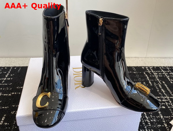 Dior Cest Dior Heeled Ankle Boot Black Patent Calfskin Replica