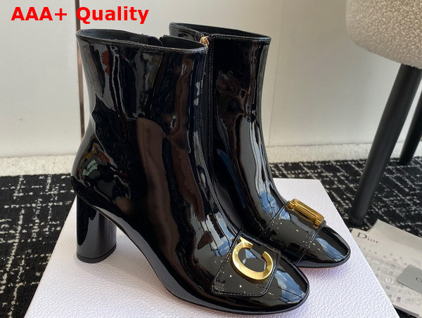 Dior Cest Dior Heeled Ankle Boot Black Patent Calfskin Replica