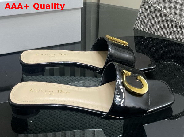 Dior Cest Dior Slide in Black Patent Calfskin Replica