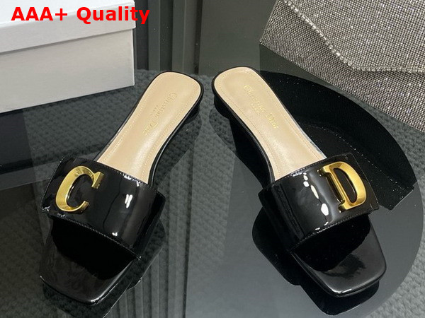 Dior Cest Dior Slide in Black Patent Calfskin Replica