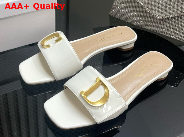 Dior Cest Dior Slide in White Patent Calfskin Replica