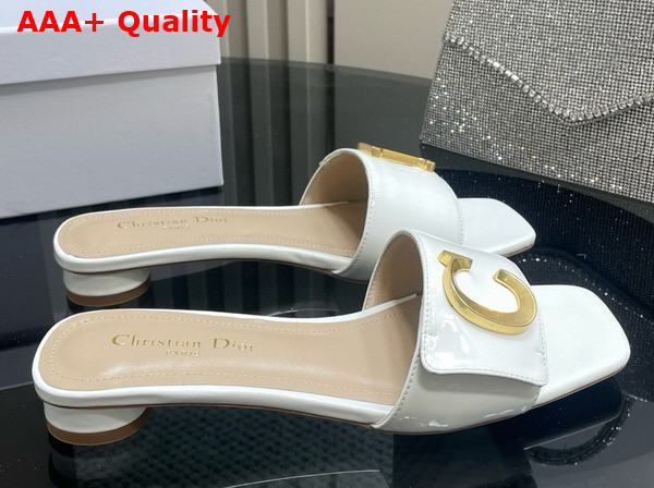 Dior Cest Dior Slide in White Patent Calfskin Replica