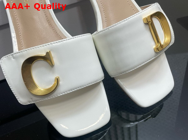 Dior Cest Dior Slide in White Patent Calfskin Replica