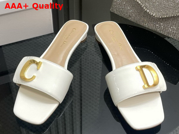 Dior Cest Dior Slide in White Patent Calfskin Replica