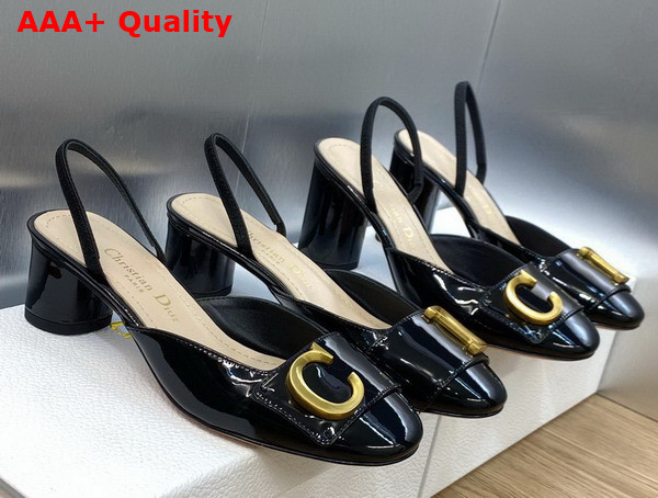 Dior Cest Dior Slingback Pump Black Patent Calfskin Replica