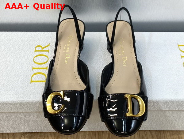 Dior Cest Dior Slingback Pump Black Patent Calfskin Replica