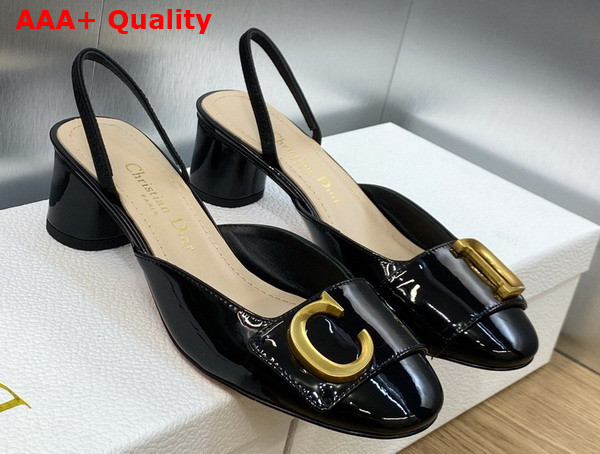 Dior Cest Dior Slingback Pump Black Patent Calfskin Replica