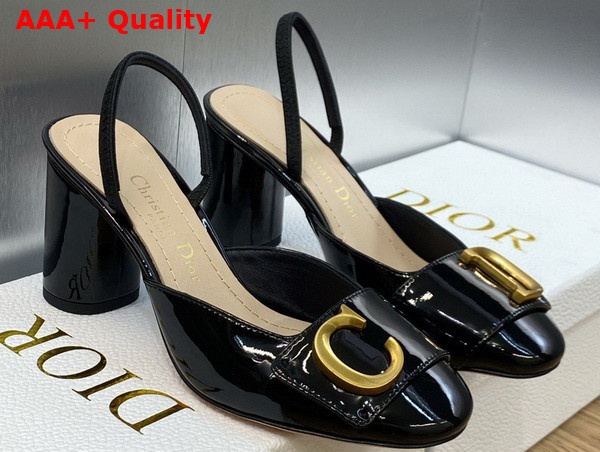 Dior Cest Dior Slingback Pump Black Patent Calfskin Replica