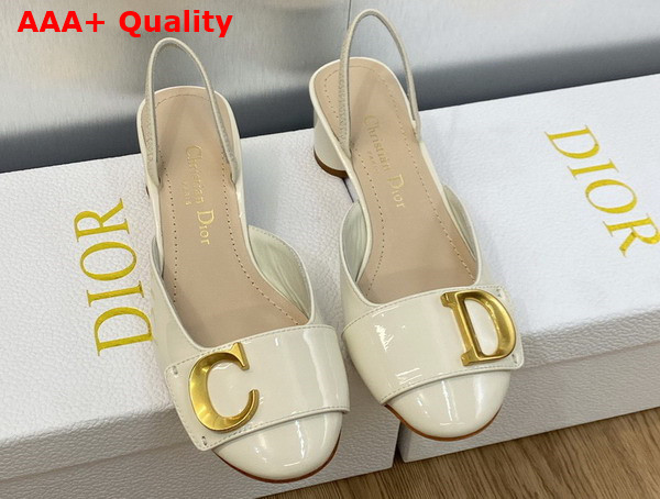 Dior Cest Dior Slingback Pump White Patent Calfskin Replica