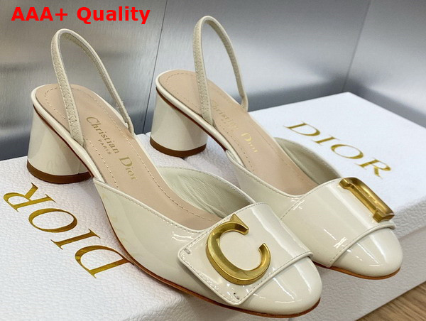 Dior Cest Dior Slingback Pump White Patent Calfskin Replica