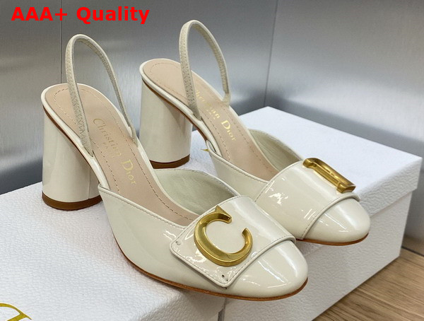 Dior Cest Dior Slingback Pump White Patent Calfskin Replica