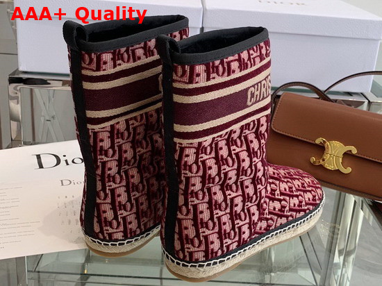 Dior Chez Moi Dior Granville Ankle Boot Burgundy Dior Oblique Embroidered Velvet Replica