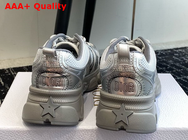 Dior Chrono Sneaker Gray Mesh with Silver Tone Laminated Leather Effect Panels Replica