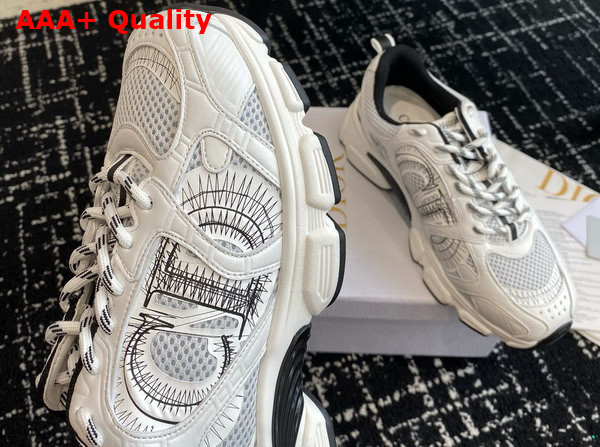 Dior Chrono Sneaker Mesh with White and Black Leather Effect Panels Replica