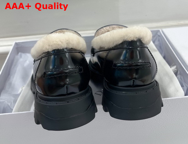 Dior Code Loafer Black Brushed Calfskin and White Shearling Replica