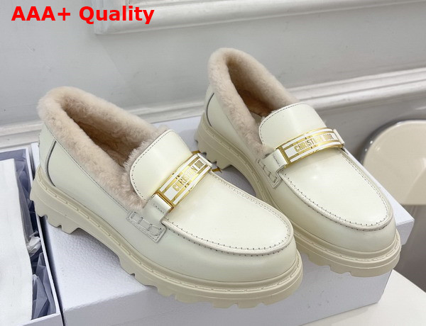 Dior Code Loafer White Brushed Calfskin and Shearling Replica